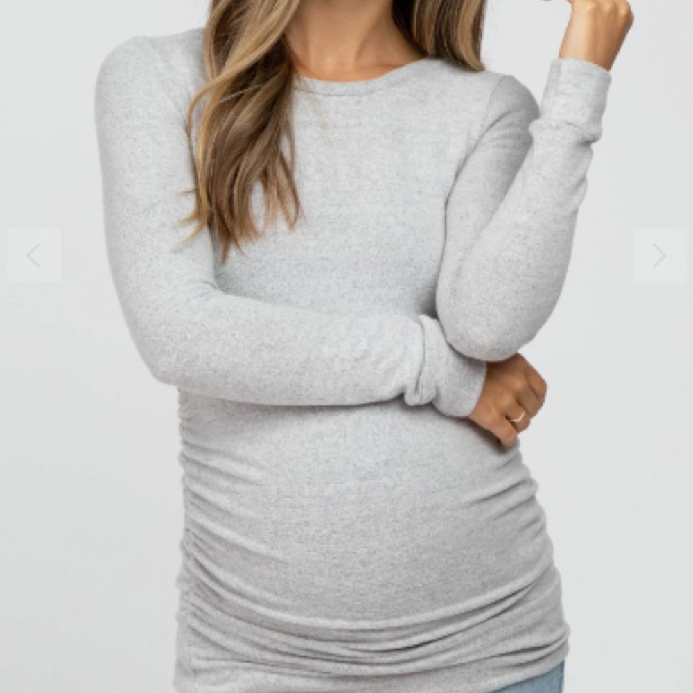 Pink Blush PinkBlush Heather Grey Soft Knit Ruched Maternity Top